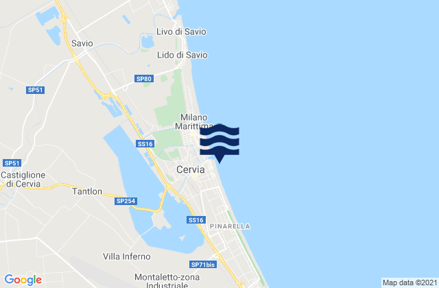 Mapa de mareas Spiaggia Cervia, Italy