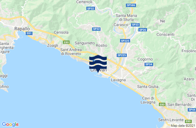 Mapa de mareas Spiaggia Chiavari, Italy