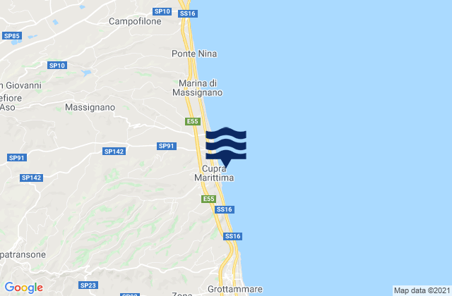 Mapa de mareas Spiaggia Cupra Marittima, Italy