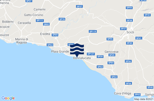 Mapa de mareas Spiaggia Donnalucata, Italy