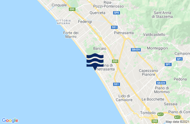 Mapa de mareas Spiaggia Marina di Pietrasanta, Italy