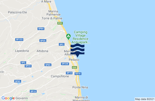 Mapa de mareas Spiaggia Pedaso, Italy