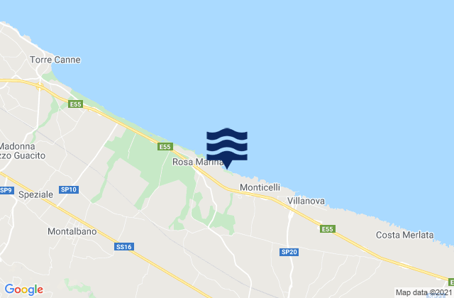 Mapa de mareas Spiaggia Rosa Marina, Italy
