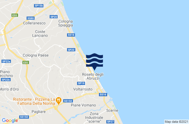 Mapa de mareas Spiaggia Roseto degli Abruzzi, Italy