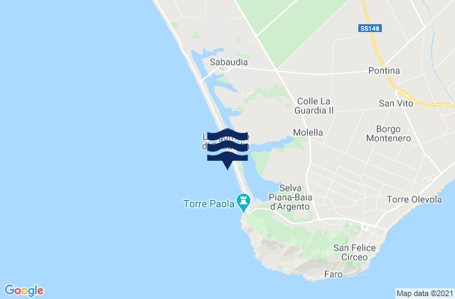 Mapa de mareas Spiaggia Sabaudia, Italy