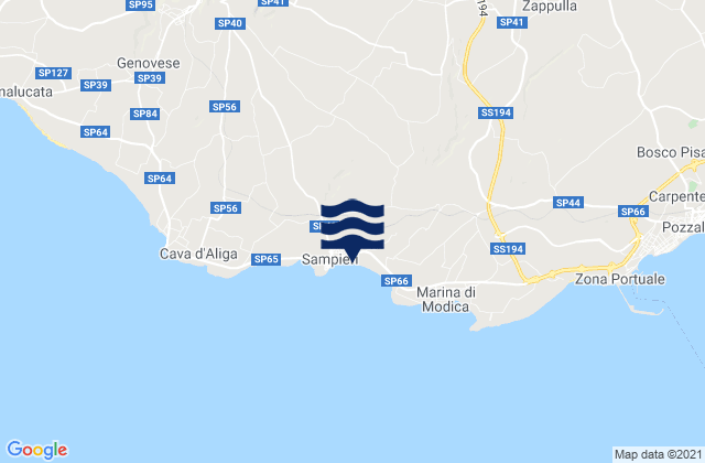 Mapa de mareas Spiaggia Sampieri, Italy