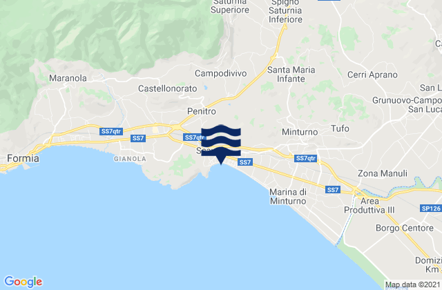 Mapa de mareas Spiaggia Scauri, Italy