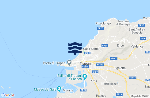 Mapa de mareas Spiaggia Trapani, Italy