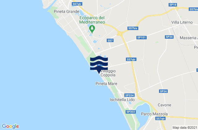 Mapa de mareas Spiaggia Villaggio Coppola, Italy