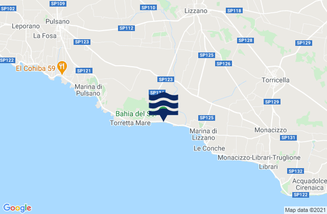 Mapa de mareas Spiaggia a Taranto, Italy