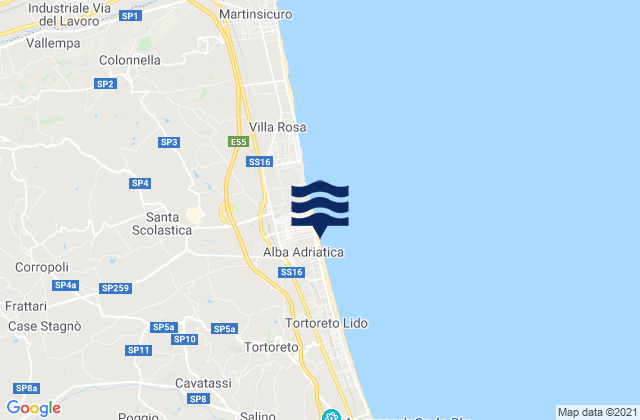 Mapa de mareas Spiaggia di Alba Adriatica, Italy