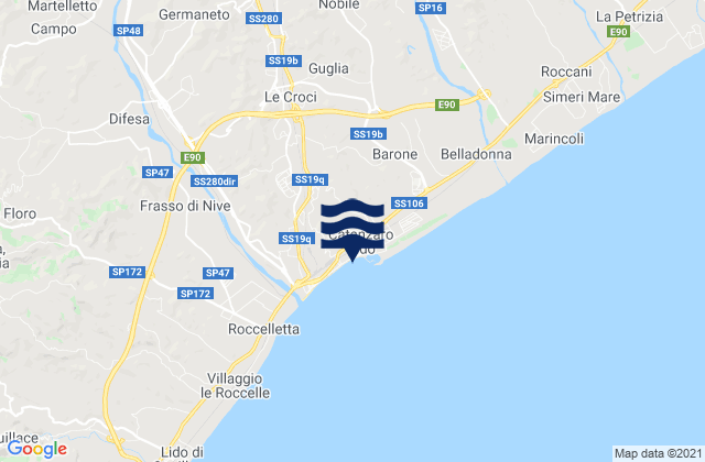 Mapa de mareas Spiaggia di Catanzaro Lido, Italy