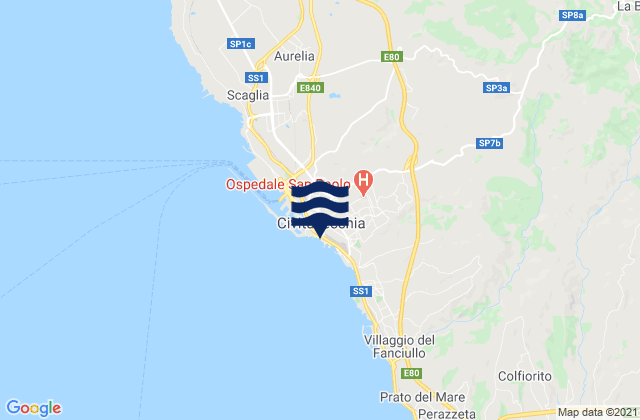 Mapa de mareas Spiaggia di Civitavecchia, Italy