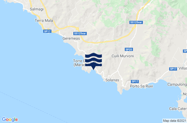 Mapa de mareas Spiaggia di Genn'e Mari, Italy