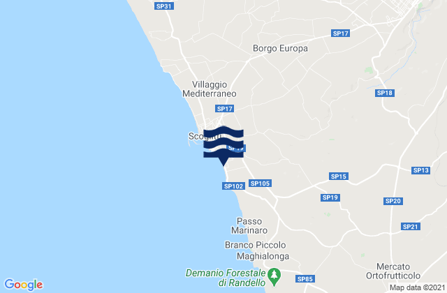 Mapa de mareas Spiaggia di Kamarina, Italy