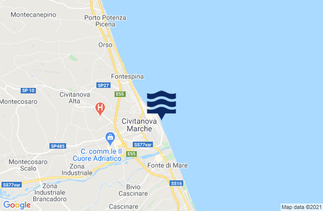 Mapa de mareas Spiaggia di Portocivitanova, Italy