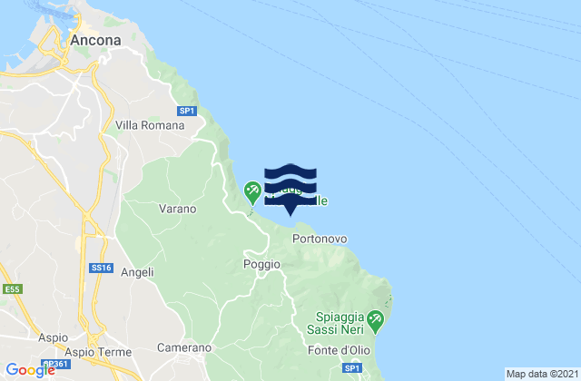 Mapa de mareas Spiaggia di Portonovo, Italy