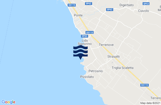 Mapa de mareas Spiaggia di Punta Parrino Sibiliana, Italy