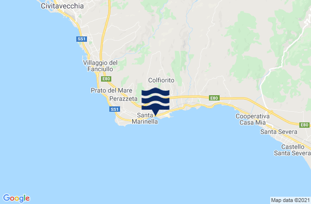 Mapa de mareas Spiaggia di Santa Marinella, Italy