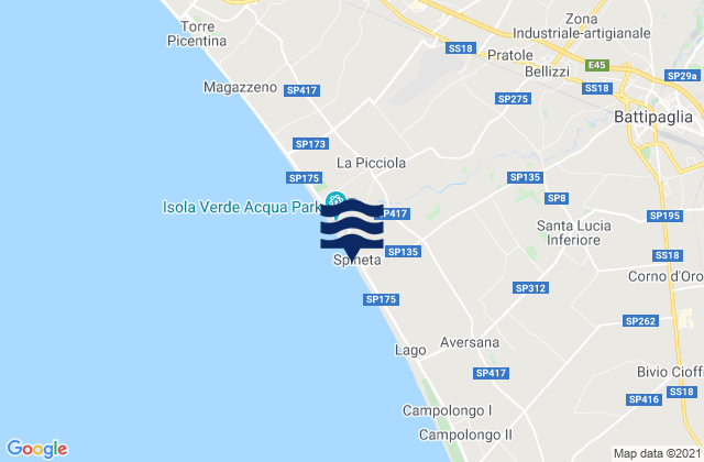 Mapa de mareas Spiaggia di Spineta, Italy