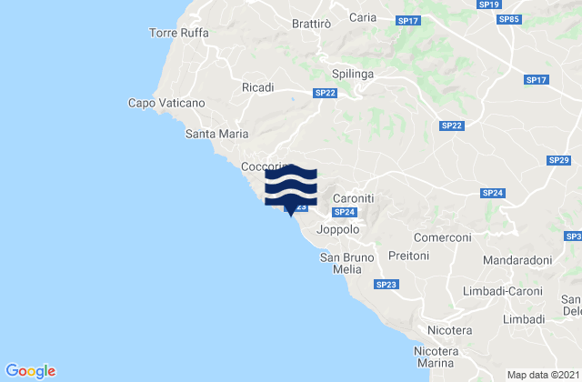 Mapa de mareas Spilinga, Italy