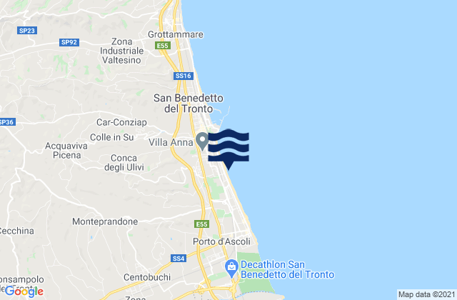 Mapa de mareas Spinetoli, Italy