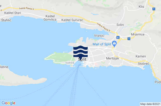 Mapa de mareas Split, Croatia