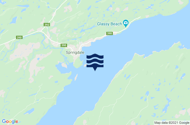 Mapa de mareas Springdale, Canada