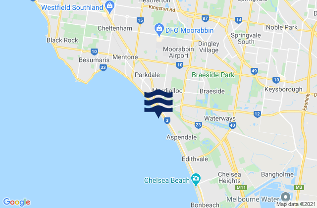 Mapa de mareas Springvale, Australia