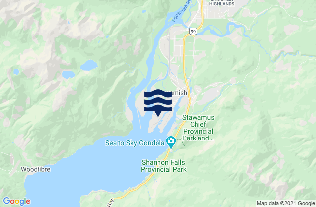 Mapa de mareas Squamish, Canada