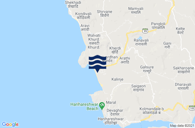Mapa de mareas Srīvardhan, India