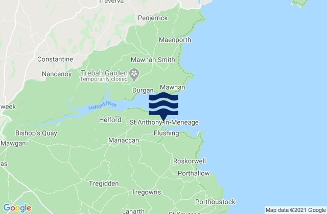 Mapa de mareas St Anthony In Meneage Beach, United Kingdom