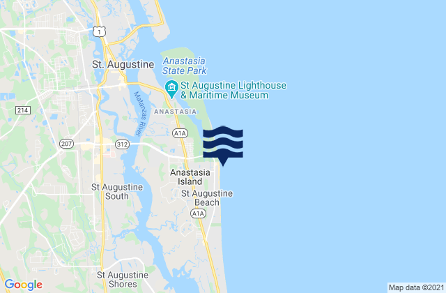 Mapa de mareas St Augustine Beach, United States