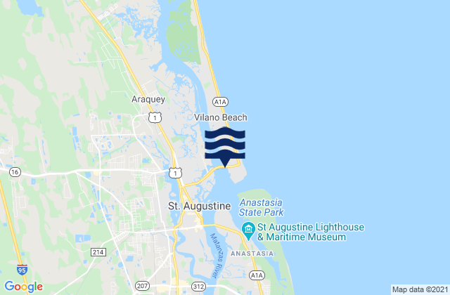 Mapa de mareas St Augustine Pier, United States