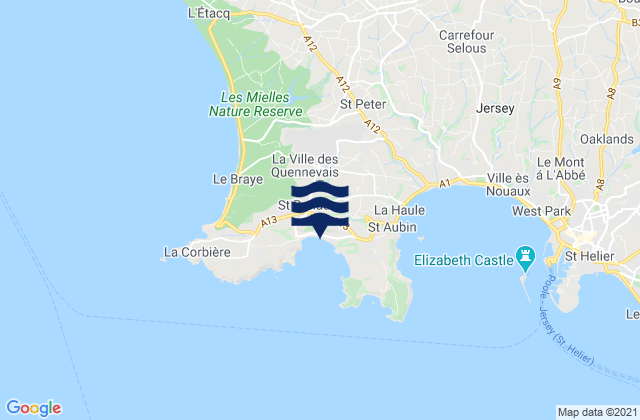 Mapa de mareas St Brelades - Jersey, France