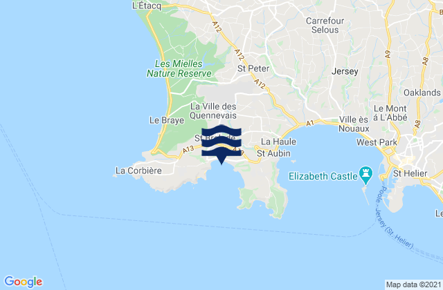 Mapa de mareas St Brelades Bay Beach, France