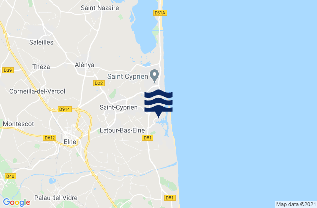 Mapa de mareas St Cyprien, France