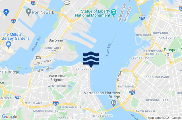Mapa de mareas St George Staten Island, United States