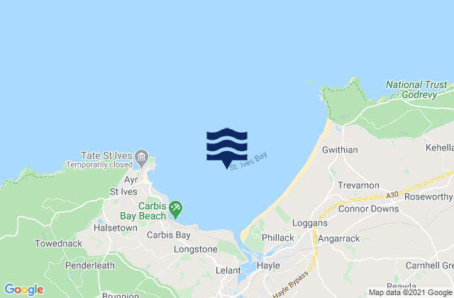 Mapa de mareas St Ives Bay Beach, United Kingdom