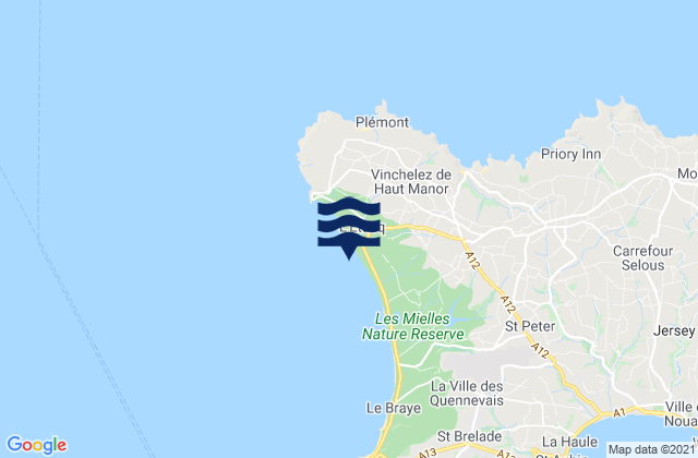 Mapa de mareas St Ouen Bay Beach, France