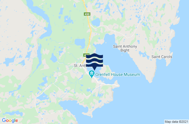 Mapa de mareas St. Anthony, Canada