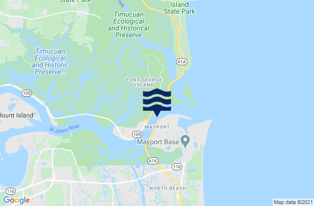 Mapa de mareas St. Johns River at Bar Pilot Dock, United States