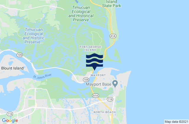 Mapa de mareas St. Johns River at Dames Point (N. end, United States