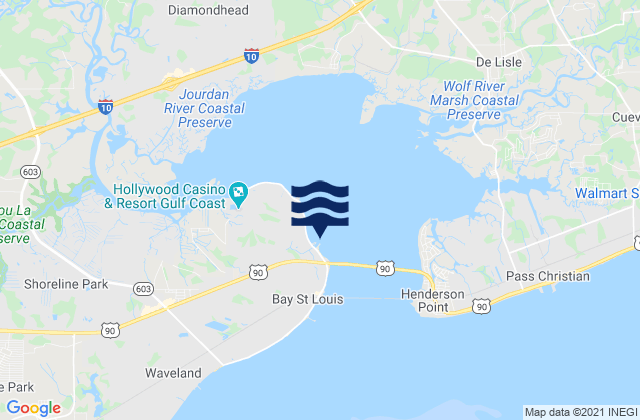 Mapa de mareas St. Louis Bay Entrance, United States
