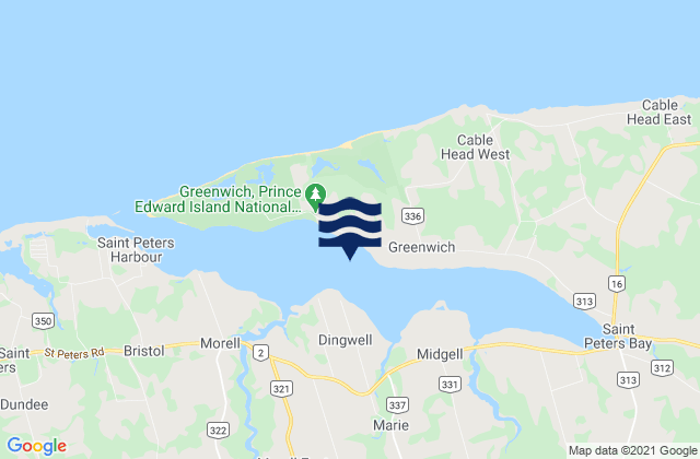 Mapa de mareas St. Peters Bay, Canada