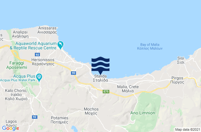 Mapa de mareas Stalís, Greece