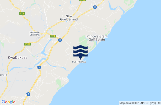 Mapa de mareas Stanger Beach, South Africa