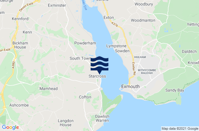 Mapa de mareas Starcross, United Kingdom