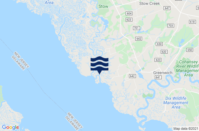 Mapa de mareas Stathems Neck (Stow Creek), United States