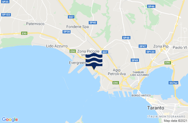Mapa de mareas Statte, Italy